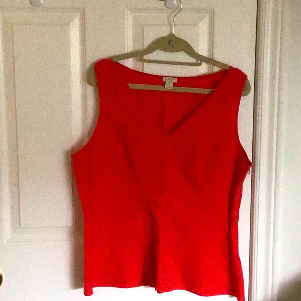 J. Crew coral Sleeveless Linen Cotton Peplum Top Size 14